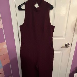 Anthropologie Maroon Wide Leg Jumpsuit